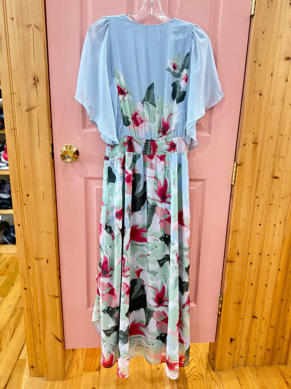 White House Black Market Blue, Pink Floral Maxi Dress 8 - Picture 5 of 6